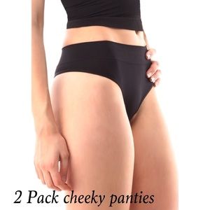 2 Pack Black Cheeky Panties - OS